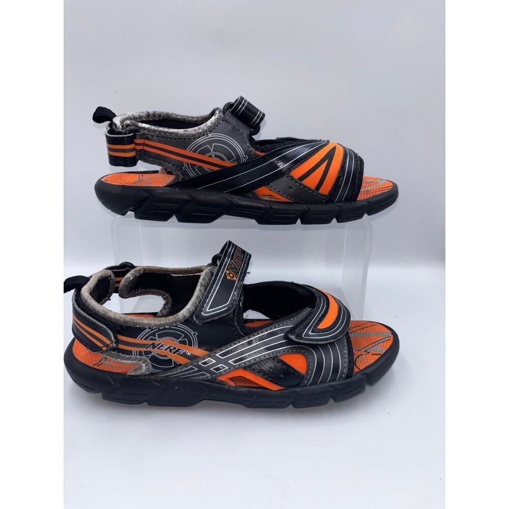 Nerf Athletic Sandals Youth Black Orange Size 6 Hook & Loop Adjustable READ - Picture 2 of 6